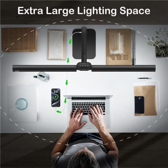Desk Lamp with USB Charging Port for Home Office 24w Architect Remote Base Dual - Picture 5 of 7